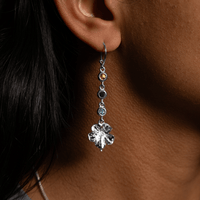 Large Hibiscus with St. Lucia Flag Stones Earring - Earring - Caribbijou Island Jewellery
