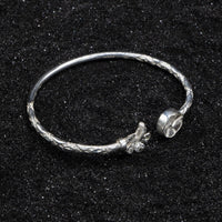 Light Hibiscus Flower and Steel Pan Bangle with Diamante Pattern - Bangle - Caribbijou Island Jewellery