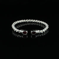 Braided Flexible Bangle with Lab Created Garnet January Birthstone - Bangle - Caribbijou Island Jewellery
