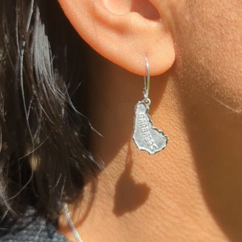 Barbados Map Hanging Short Earring by Caribbijou - Earring - Caribbijou Island Jewellery