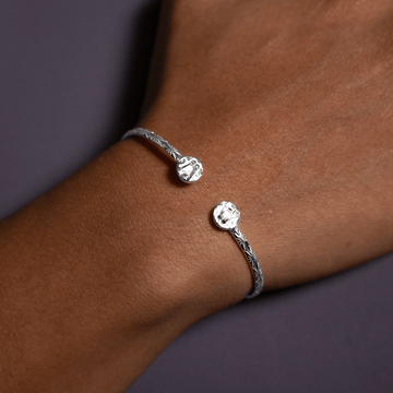 Extra Light Steel Pan Silver Bangle with Calypso Pattern - Bangle - Caribbijou Island Jewellery