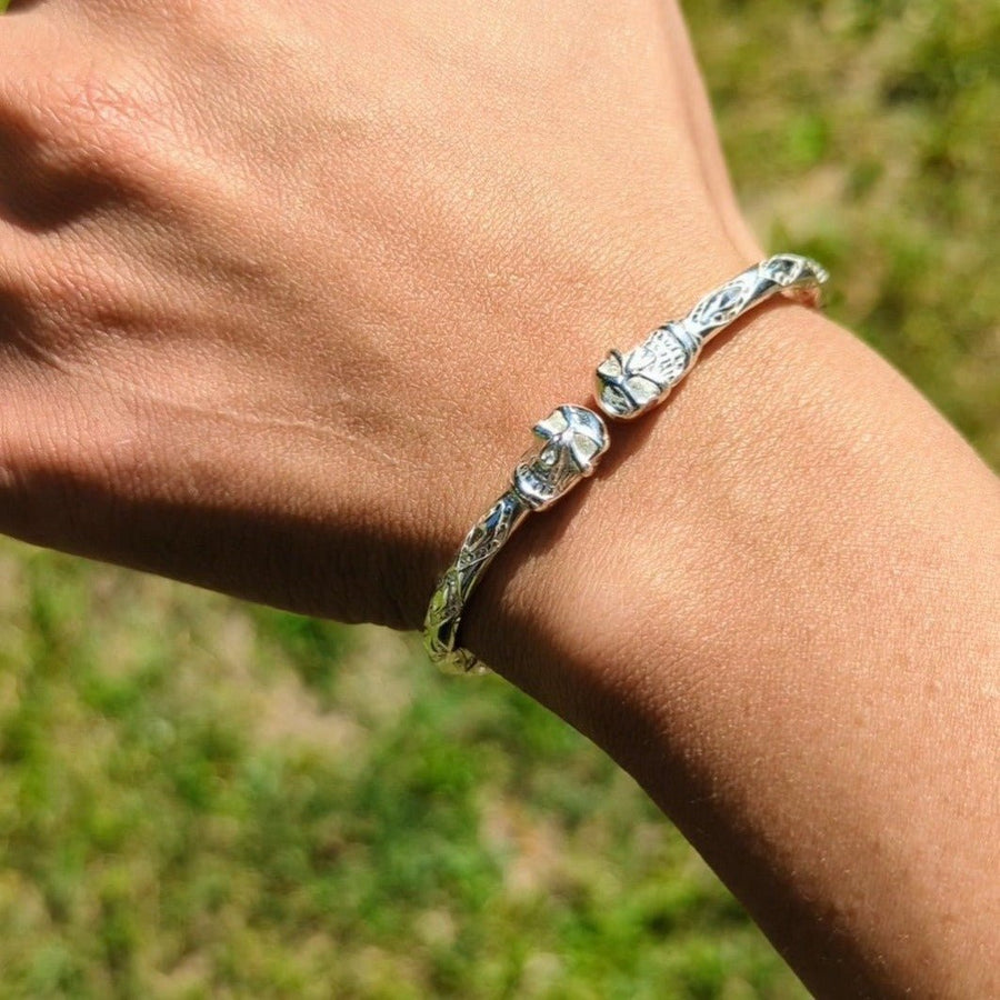 Heavy Skull Bangle with Diamante Pattern - Bangle - Caribbijou Island Jewellery