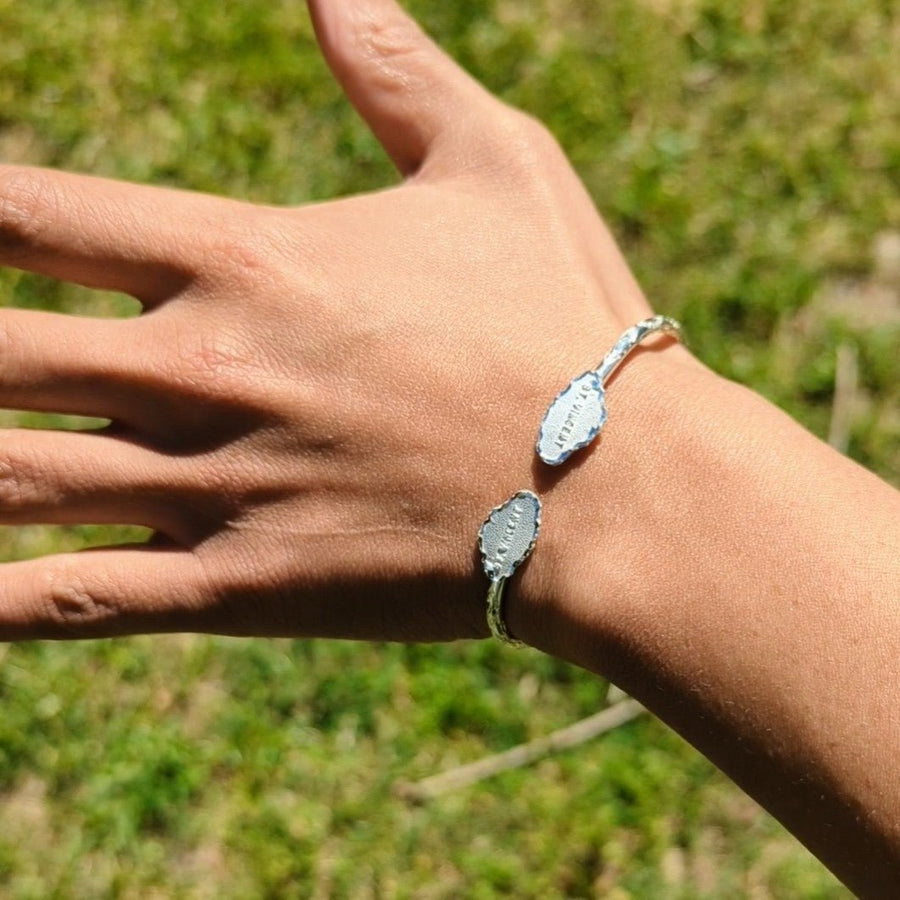 Light St. Vincent Map Bangle with Diamante Pattern - Bangle - Caribbijou Island Jewellery