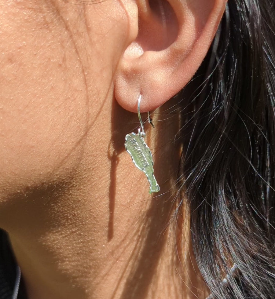 St. Kitts Map Hanging Short Earring by Caribbijou