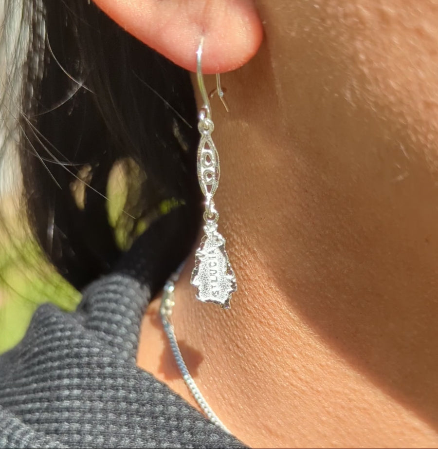 St. Lucia Map Hanging Long Earring by Caribbijou