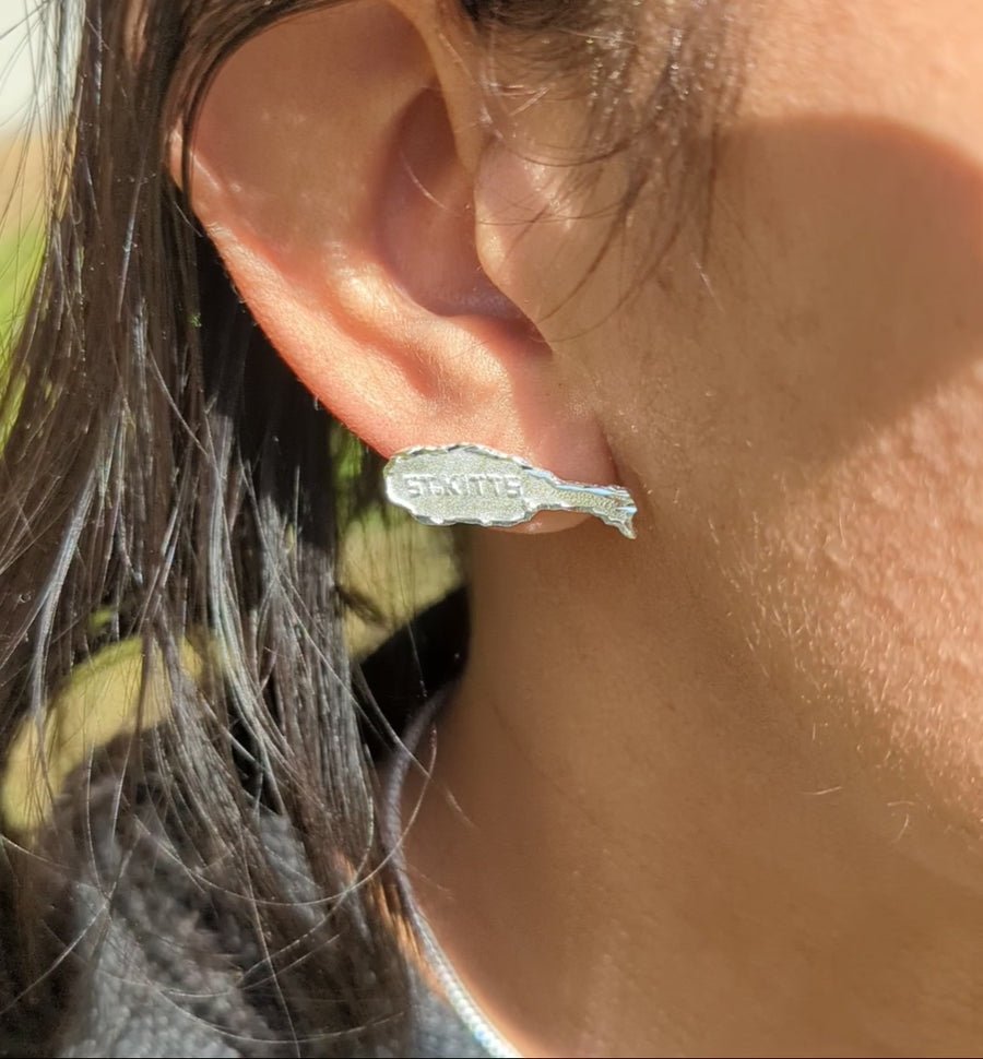 St. Kitts Map Stopper Stud Earring by Caribbijou