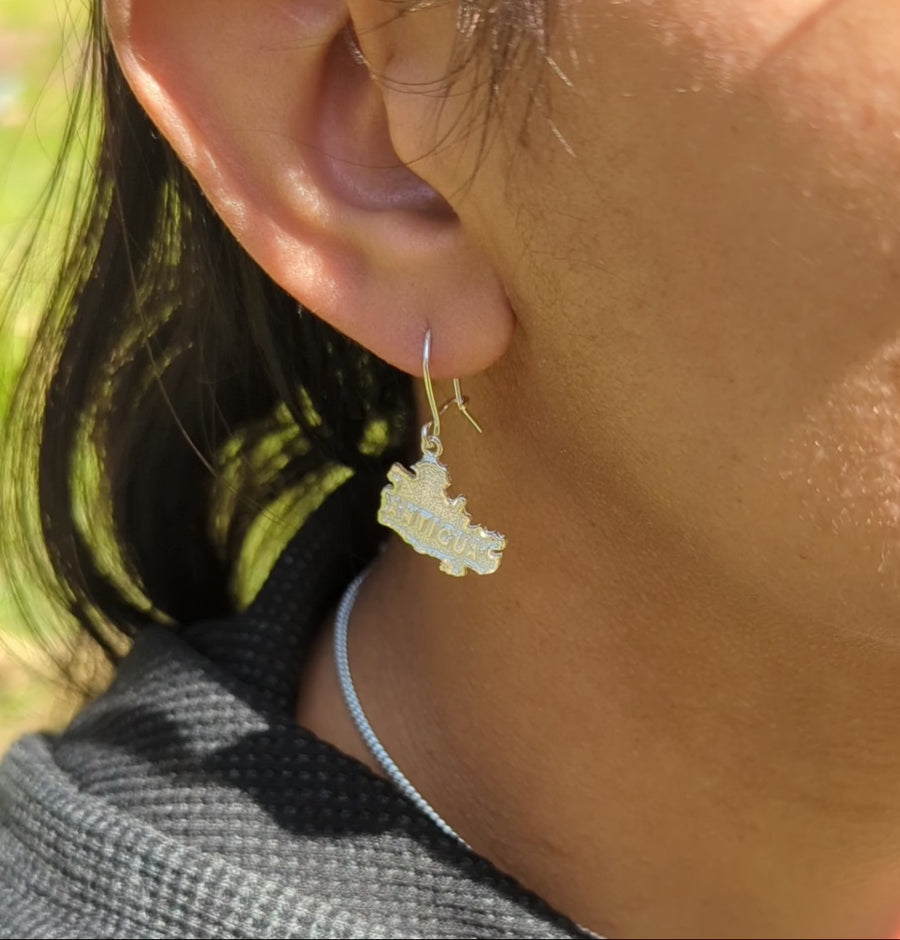 Antigua Map Hanging Short Earring by Caribbijou