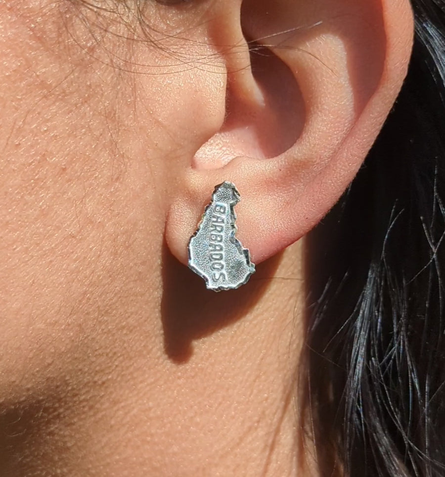 Barbados Map Stopper Stud Earring by Caribbijou