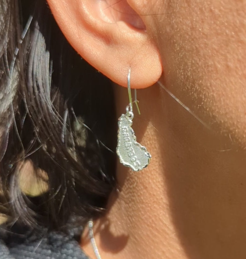 Barbados Map Hanging Short Earring by Caribbijou