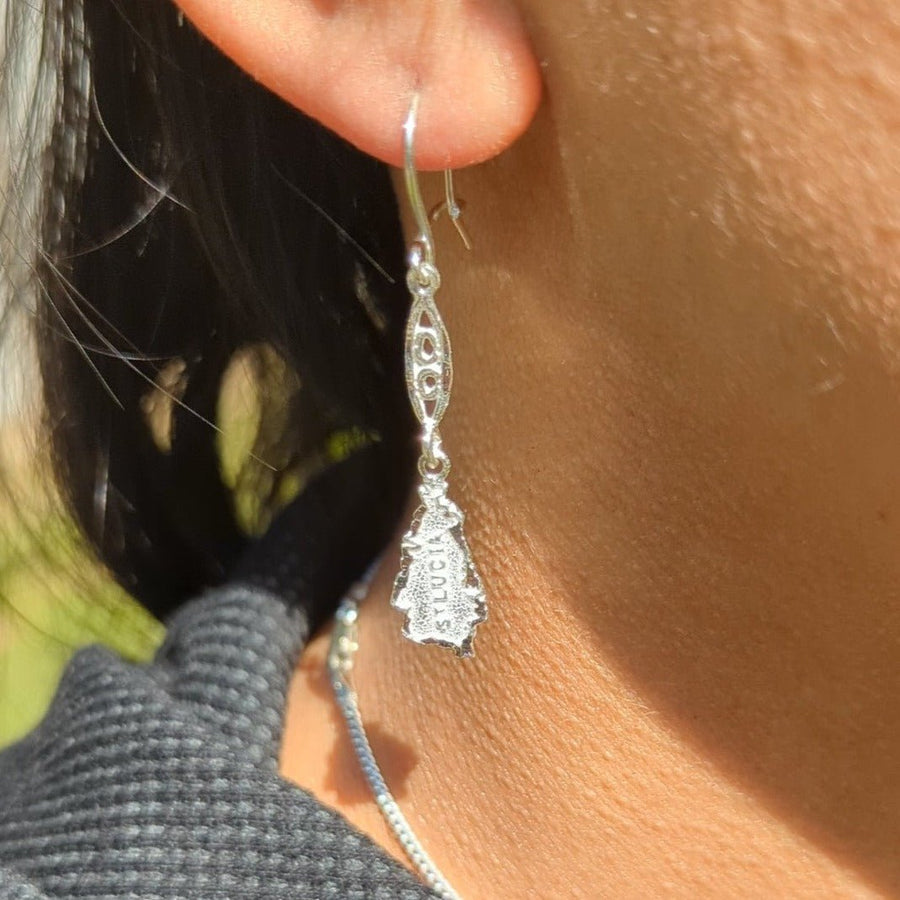 St. Lucia Map Hanging Long Earring by Caribbijou - Earring - Caribbijou Island Jewellery