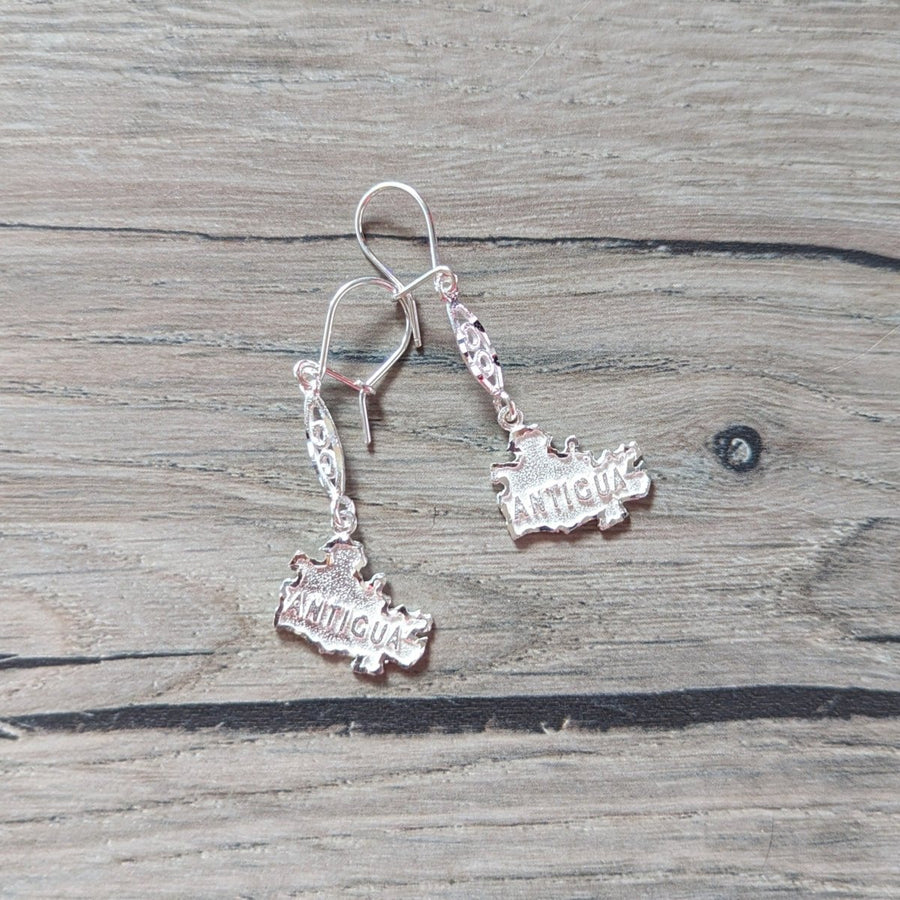 Antigua Map Hanging Long Earring by Caribbijou - Earring - Caribbijou Island Jewellery