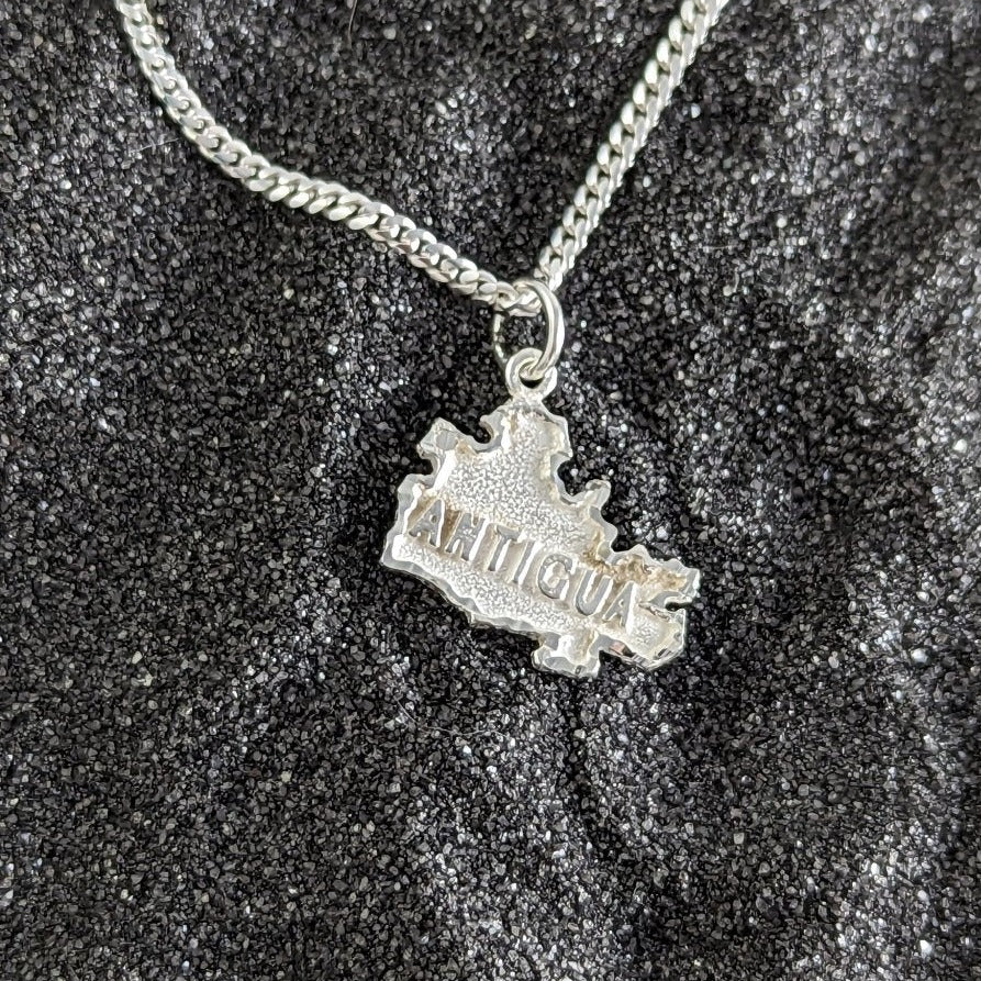 Antigua Map Pendant with Chain - Pendent - Caribbijou Island Jewellery