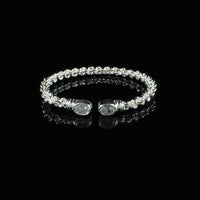 Braided Flexible Bangle with Lab Created White CZ April Birthstone - Bangle - Caribbijou Island Jewellery