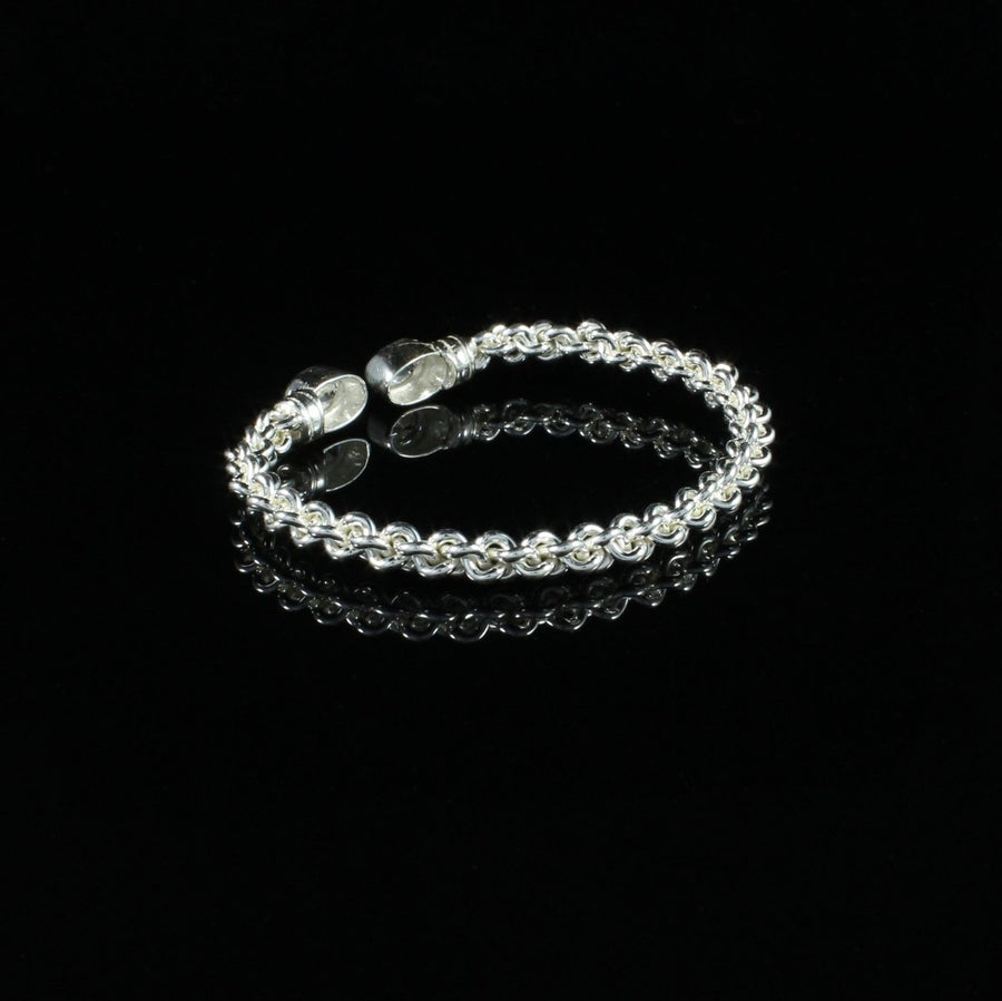 Braided Flexible Bangle with Lab Created White CZ April Birthstone - Bangle - Caribbijou Island Jewellery