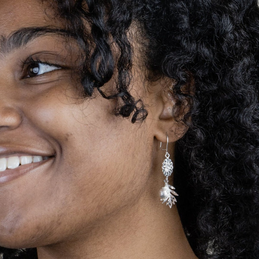 Breadfruit with Flower Earring Long - Earring - Caribbijou Island Jewellery