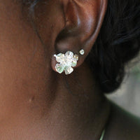 Caribbean Large Hibiscus Flower Stopper Stud Earring - Earring - Caribbijou Island Jewellery