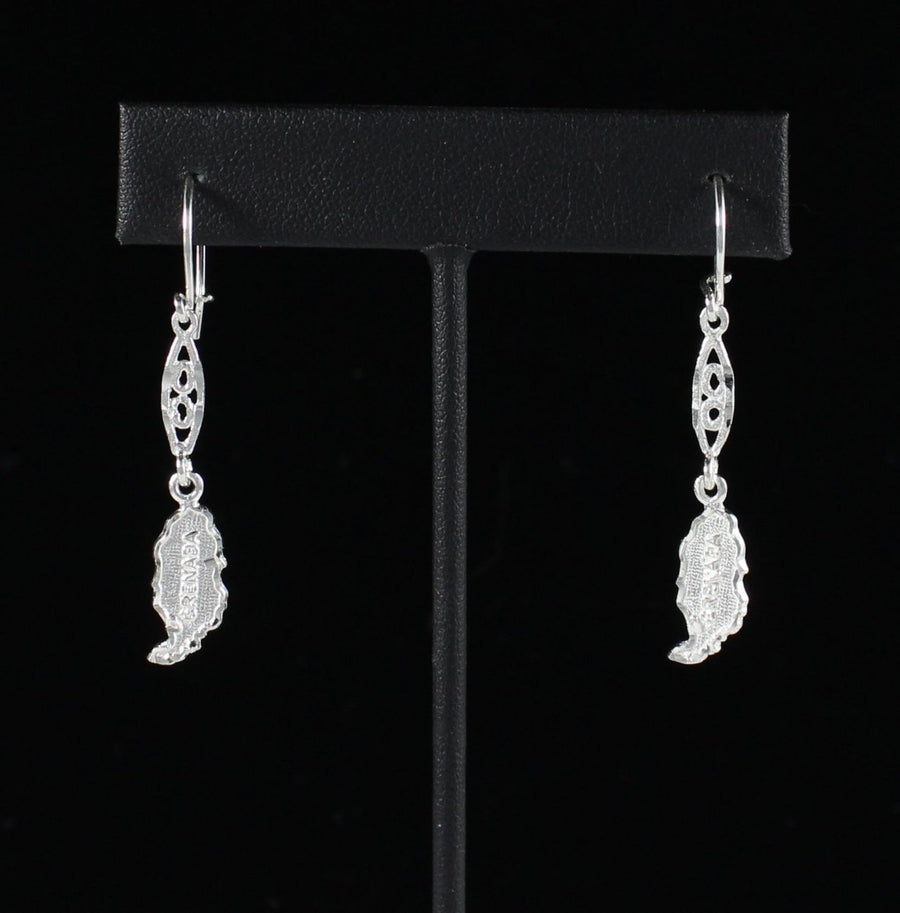 Caribbijou Grenada Map Earring Hanging Long - Earring - Caribbijou Island Jewellery