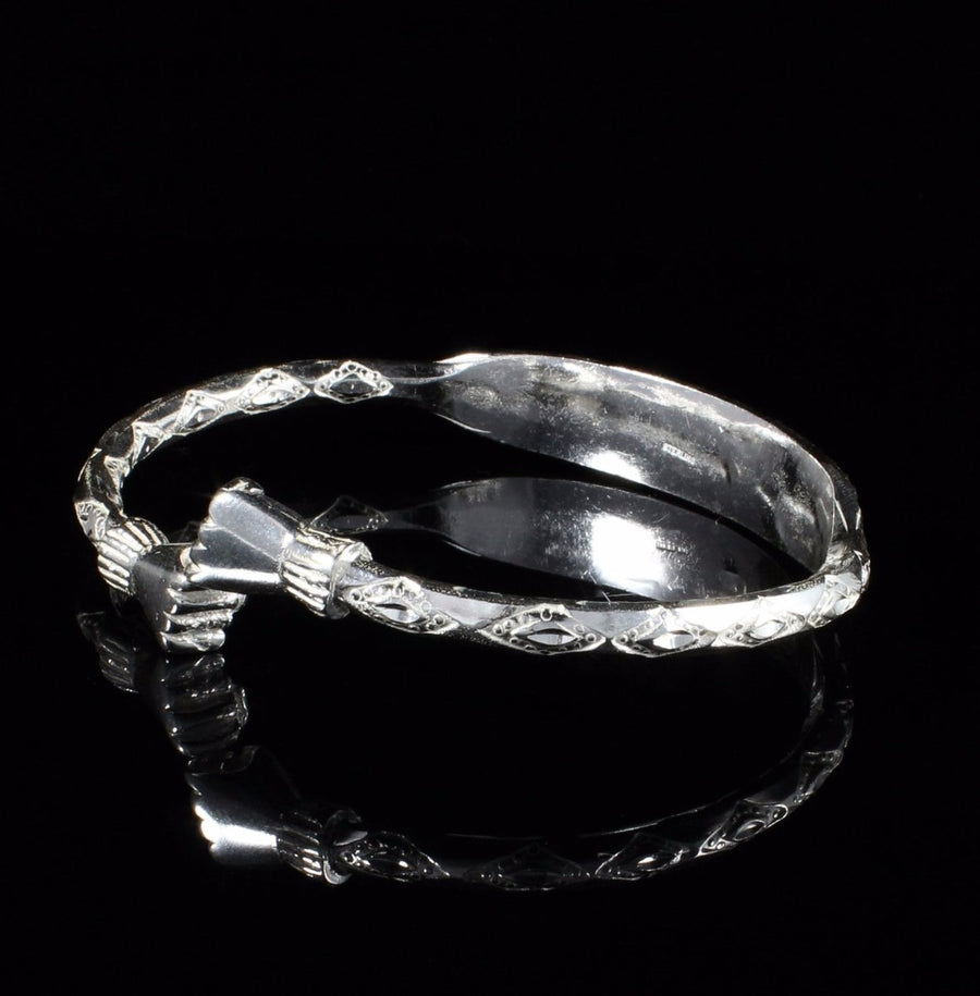 Engravable Extra Heavy Fist Bangle with Diamante Pattern - Bangle - Caribbijou Island Jewellery