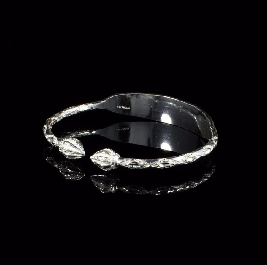 Engravable Heavy Cocoa Pod Bangle with Diamante Pattern - Bangle - Caribbijou Island Jewellery