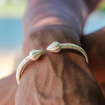 Extra Extra Heavy Cocoa Pod Bangle with Bamboo Pattern - Bangle - Caribbijou Island Jewellery