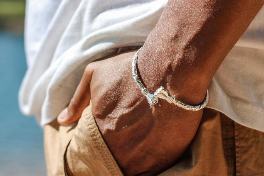 Extra Heavy Fist Bangle with Diamante Pattern - Bangle - Caribbijou Island Jewellery