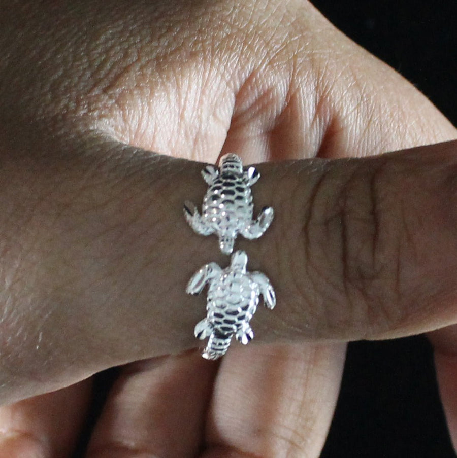 Extra Light Adjustable Ring with Turtles - Ring - Caribbijou Island Jewellery