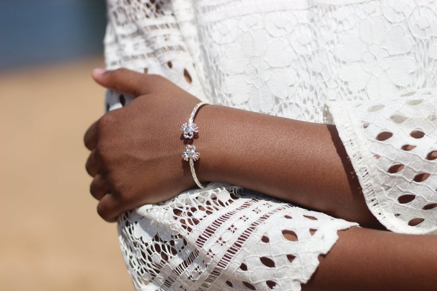 Extra Light Bangle with Crab Cancer Zodiac and Calypso Pattern - Bangle - Caribbijou Island Jewellery