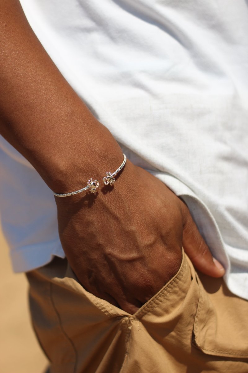 Extra Light Bangle with Crab Cancer Zodiac and Calypso Pattern - Bangle - Caribbijou Island Jewellery