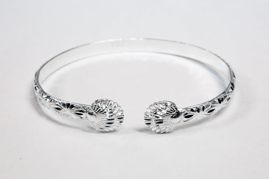 Flat Large Clam Head Bangle with Calypso Pattern - Bangle - Caribbijou Island Jewellery