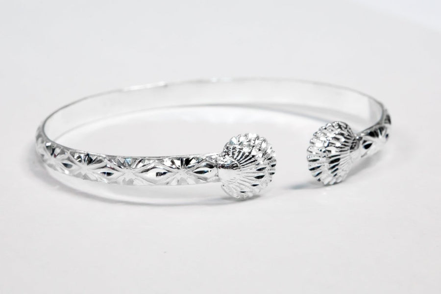 Flat Large Clam Head Bangle with Calypso Pattern - Bangle - Caribbijou Island Jewellery