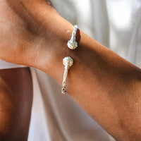 Heavy Afro Head Bangle with Diamante Pattern - Bangle - Caribbijou Island Jewellery