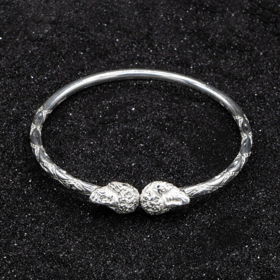 Heavy Afro Head Bangle with Diamante Pattern - Bangle - Caribbijou Island Jewellery