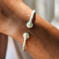 Heavy Afro Head Bangle with Diamante Pattern - Bangle - Caribbijou Island Jewellery