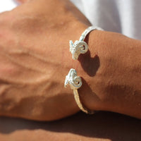 Heavy Aries Ram Head Bangle with Diamante Pattern - Bangle - Caribbijou Island Jewellery