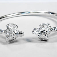 Heavy Aries Ram Head Bangle with Diamante Pattern - Bangle - Caribbijou Island Jewellery