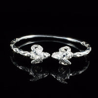 Heavy Aries Ram Head Bangle with Diamante Pattern - Bangle - Caribbijou Island Jewellery