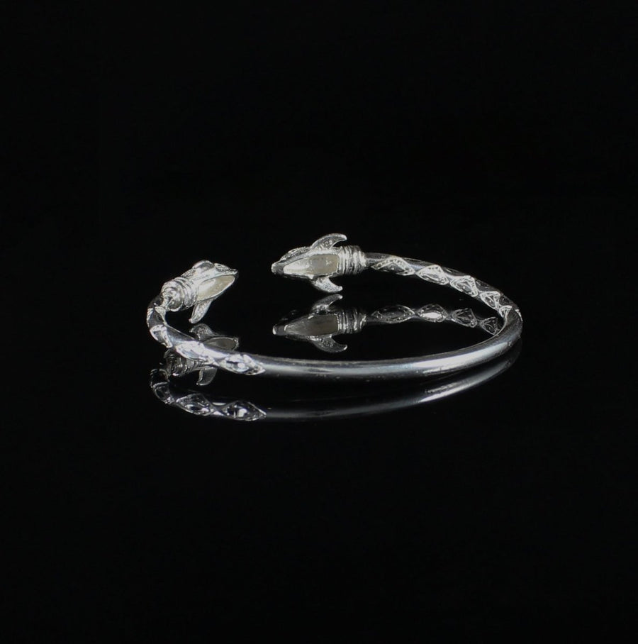 Heavy Bangle with Dolphins with Diamante Pattern - Bangle - Caribbijou Island Jewellery