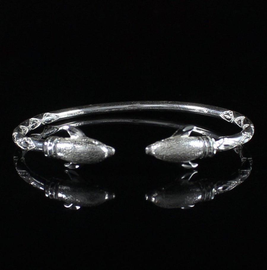 Heavy Bangle with Dolphins with Diamante Pattern - Bangle - Caribbijou Island Jewellery