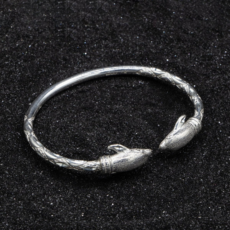 Heavy Bangle with Dolphins with Diamante Pattern - Bangle - Caribbijou Island Jewellery