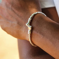 Heavy Fist Bangle with Diamante Pattern - Bangle - Caribbijou Island Jewellery