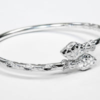 Heavy Snake Head Bangle with Diamante Pattern - Bangle - Caribbijou Island Jewellery