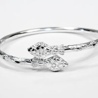 Heavy Snake Head Bangle with Diamante Pattern - Bangle - Caribbijou Island Jewellery