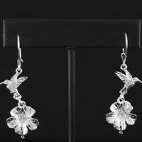 Humming Bird & Hibiscus Flower Long Earring - Earring - Caribbijou Island Jewellery