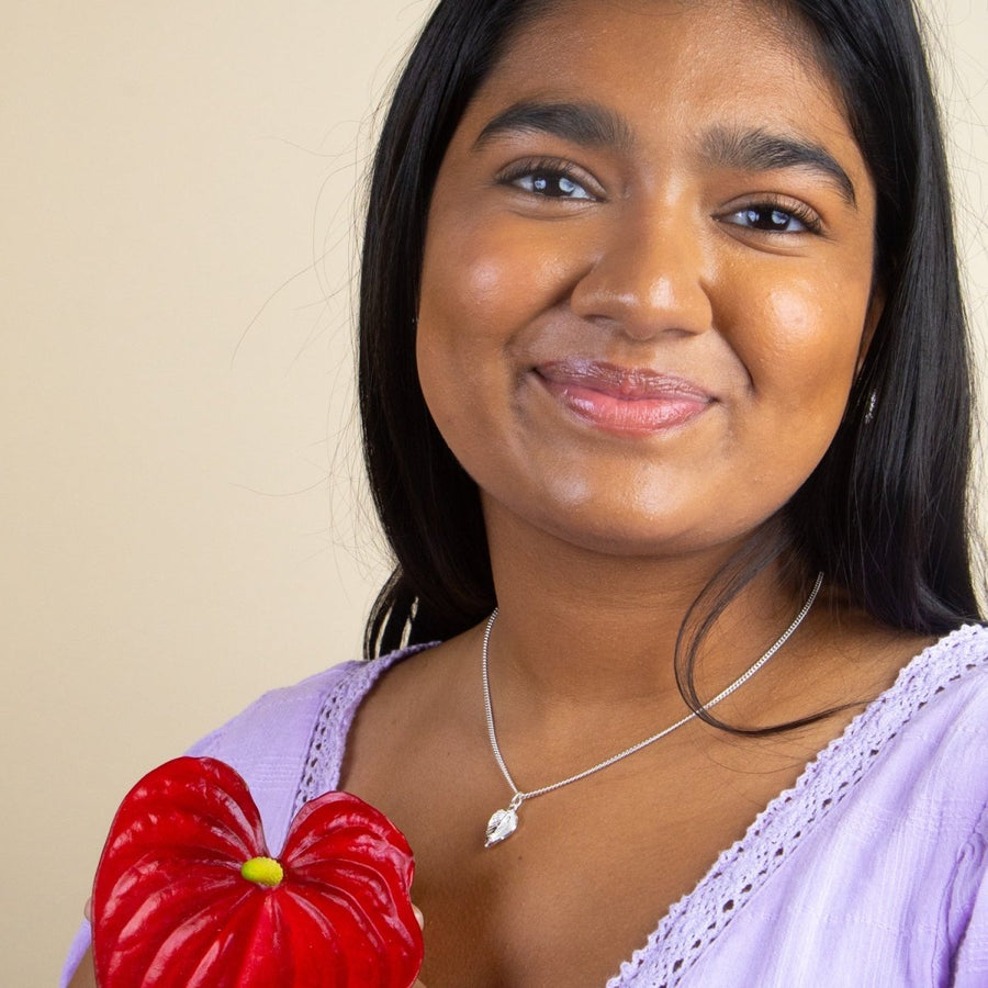 Large Anthurium Flower Pendant with Chain - Pendent - Caribbijou Island Jewellery