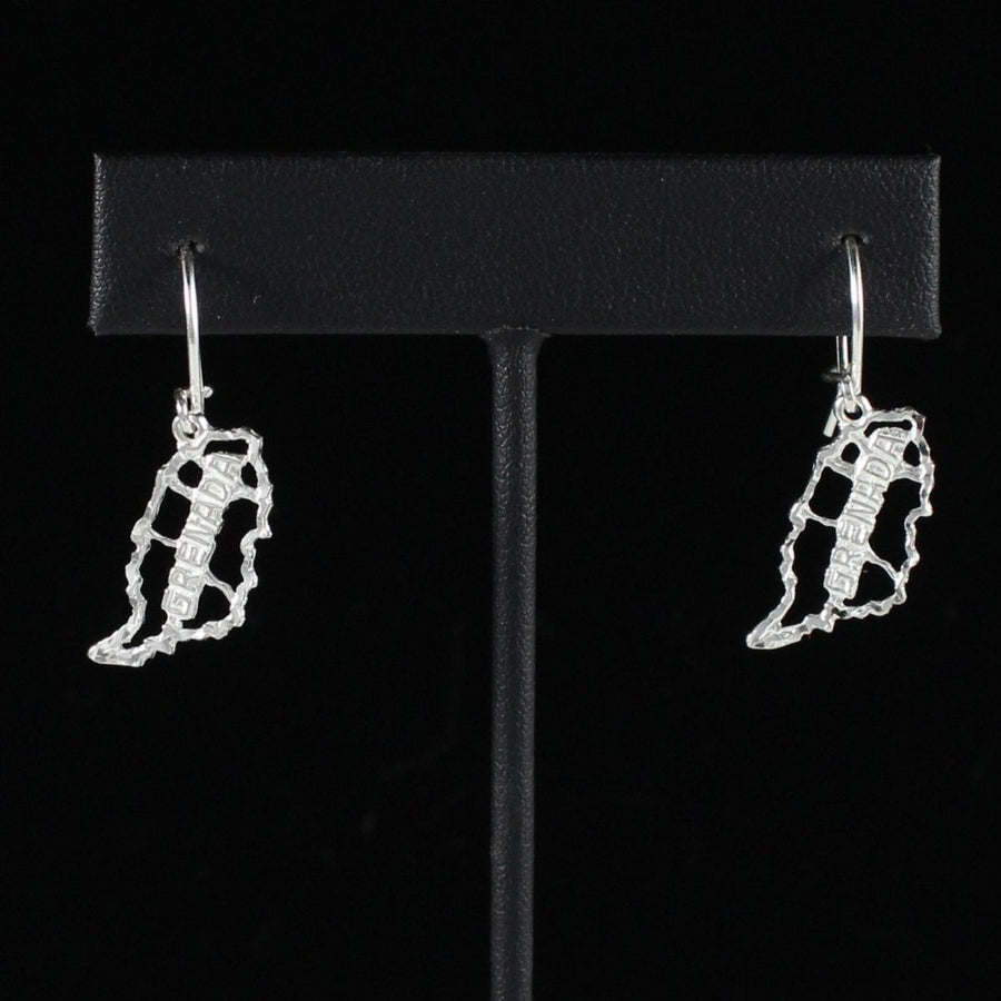 Large Grenada Map Earring Hanging Short - Earring - Caribbijou Island Jewellery