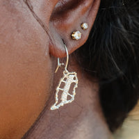 Large Grenada Map Earring Hanging Short - Earring - Caribbijou Island Jewellery