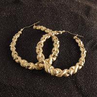 Large Heart Rope Hoop Earrings in 10 KT Yellow Gold - Caribbijou Island Jewellery