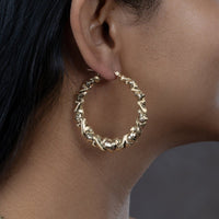 Large Heart Rope Hoop Earrings in 10 KT Yellow Gold - Caribbijou Island Jewellery