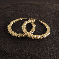 Large Heart Rope Hoop Earrings in 10 KT Yellow Gold - Caribbijou Island Jewellery