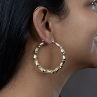 Large Hollow Bamboo Hoop Earrings in 10 KT Yellow Gold - Caribbijou Island Jewellery